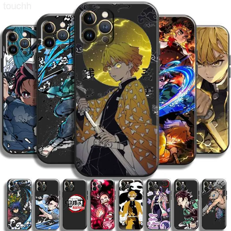 Étuis de téléphone portable Demon Slayer Kamado Zenitsu pour iPhone 13 12 11 Pro Max Mini X XR XS Max SE 5 5s 6 6S 7 8 Plus Coque de protection complète L230731