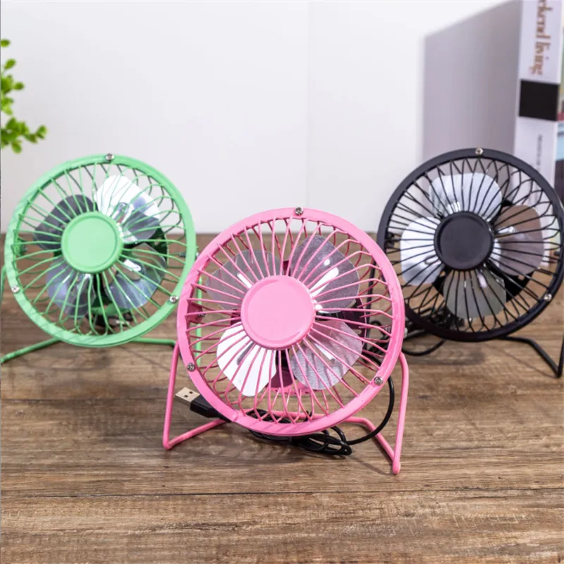 360° Rotating Metal USB Air Cooler Mini Table Fan Portable Desk Mini
