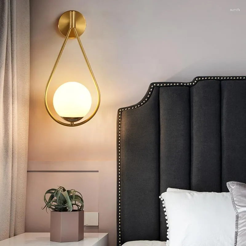 Applique murale cuivre chevet salon personnalisé créatif TV ampoule nordique chambre balcon lampes