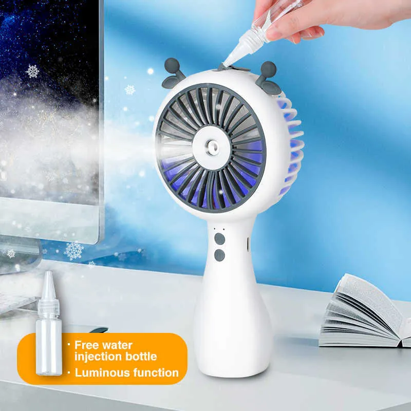 Elektrische ventilatoren Mini Portable Electric Fan Speed ​​Vinifying Spray Water Misting Fan Summer USB Air Koeling Handheld Fan Camping R230802