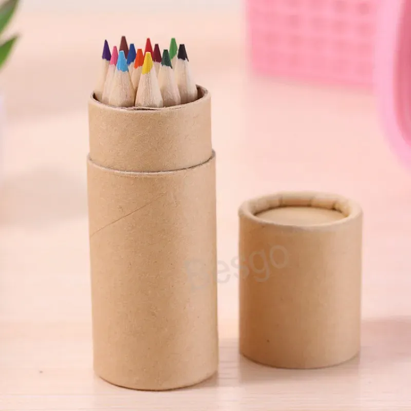 Drawing Pencil Students Art Sketch Painting Pencil Kraft Paper Canister Colorful Pen Children Drawings Supplies BH6932 TYJ