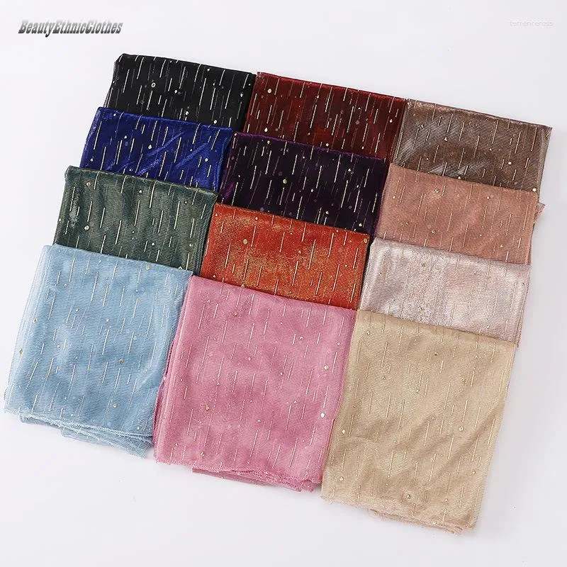 Halsdukar sommar kvinnor muslimska glitter hijab lång sjal wrap head halsduk dubai afrikansk party turban pannband 70 175 cm