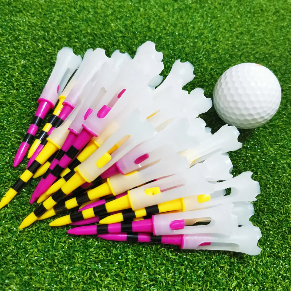 Golf Tees 50st plastgummihuvud rand Multikolor Anpassningsbar låg drag minskar friktion och sidspin 83mm 230801