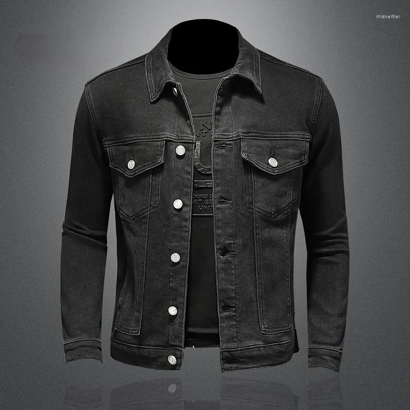 Mens slim fit top black denim jacket