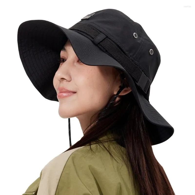 Chapéus de aba larga OhSunny Fashion Women Sun Hat com proteção UV ajustável UPF50 bonés de verão laváveis para pescadores ao ar livre