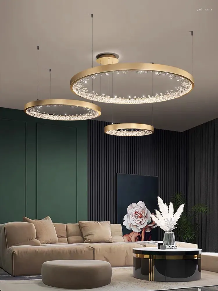 Chandeliers Modern Led Ceiling Chandelier For Living Room Crystal Hanging Lamp Luxury Home Decor Indoor Lighting Circle Rings Bedroom Lustre