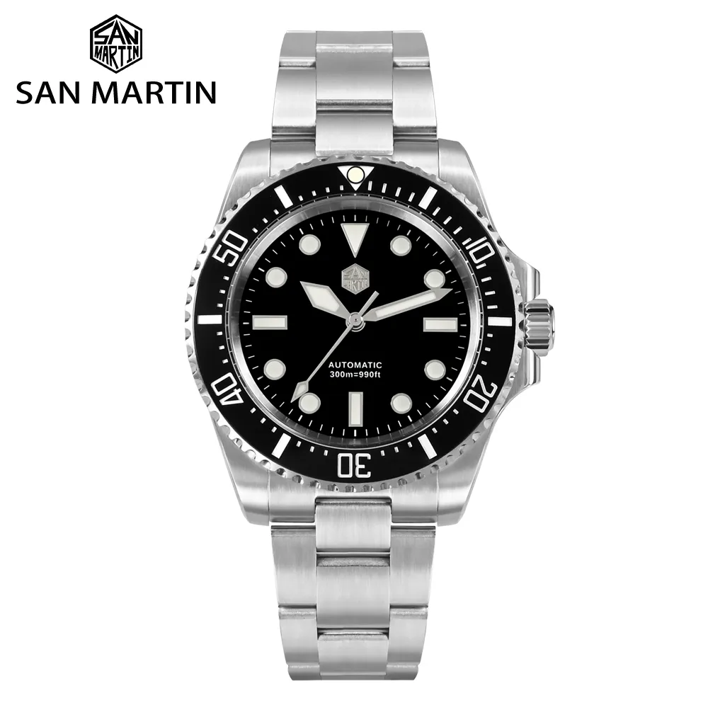 Wristwatches San Martin Men Diving Watch NH35 Luxury Automatic Mechanical Wristwatch Sapphire Waterproof 300m Fly Adjustable Clasp 230802