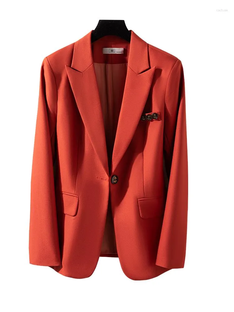 Kvinnors kostymer mode svart orange kaffe kvinnor blazer kontor damer formell jacka kvinnlig långärmad enkelknapp höst vinter smal kappa