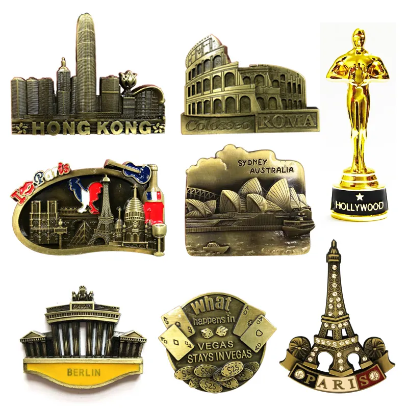 Fridge Magnets Magnet Decor Souvenir Oscar France United States Berlin Germany Eiffel Tower Metal Magnetic Refrigerator Sticker 230802