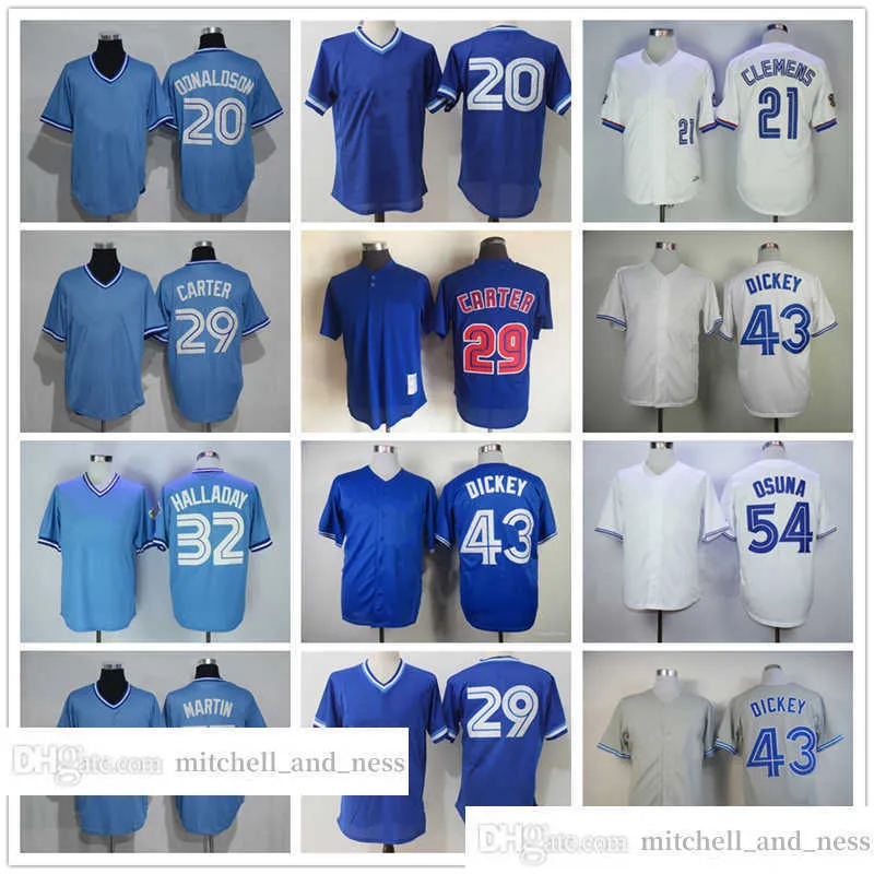 Vintage Movie Baseball Wears Jersey 20 Josh Donaldson 43 R.A. Dickey 54 Roberto Osuna 55 Russell Martin Blank Jerseys Men Women Youth Size S--XXXL