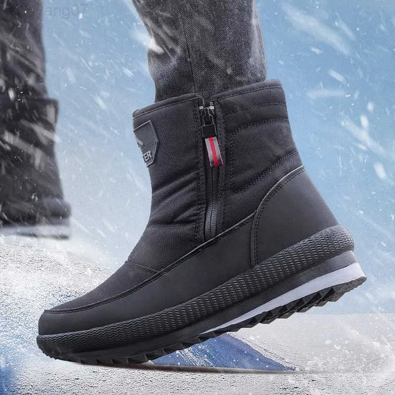 Stivali Uomo Stivali 2023 Piattaforma invernale Stivaletti antiscivolo  impermeabili per uomo 30% lana Scarpe di cotone caldo Scarpe nere Botas  Para