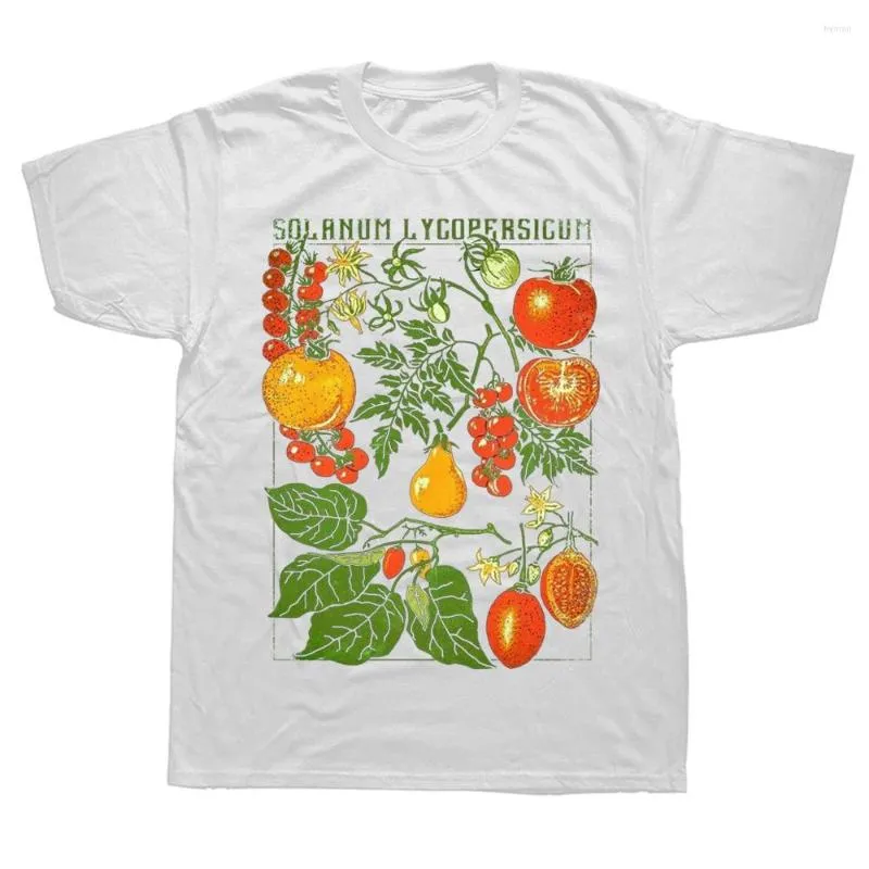 Herren-T-Shirts, Tomate, bedruckt, Baumwolle, kurzärmelig, O-Ausschnitt, T-Shirt, Botanischer Garten, Pflanzendruck, Kunst, Botanik, Blüte, Obst, Blume, wachsen