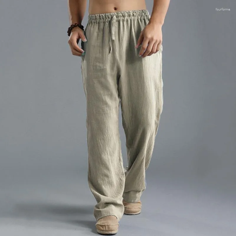 Men's Pants 2023 Large Loose Casual Linen Breathable Cargo