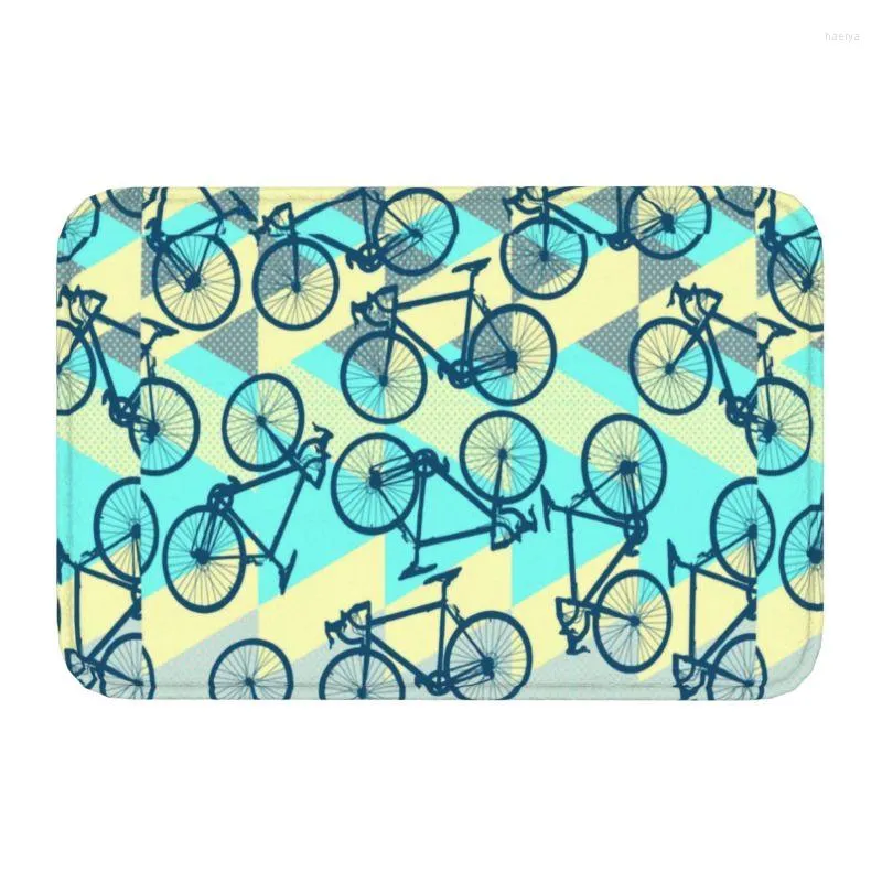 Carpets Bike Pattern Colorful Art Front Door Mat Anti-Slip Indoor Welcome Bicycle Cyclist Bicycling Biking Doormat Rug Carpet Footpad