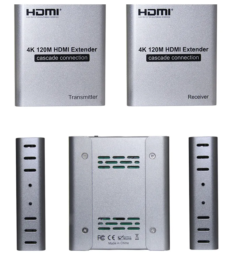 4K 120M HDMI Extender Over Cat5E/6 이더넷 케이블 RJ45 LAN 네트워크 케이블 연결 확장자 스플리터 PC LOPTOP TV 용 루프 비디오 수신기