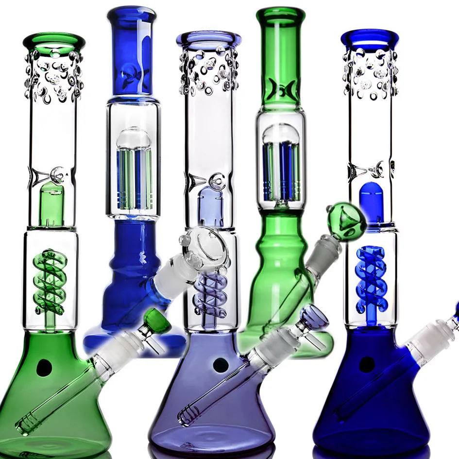 narguilés Bangs en verre droit Bécher bong Tube droit Dab rigs Ice Pinch Plate-forme pétrolière diffuseur downstem percolateur bras arbres perc