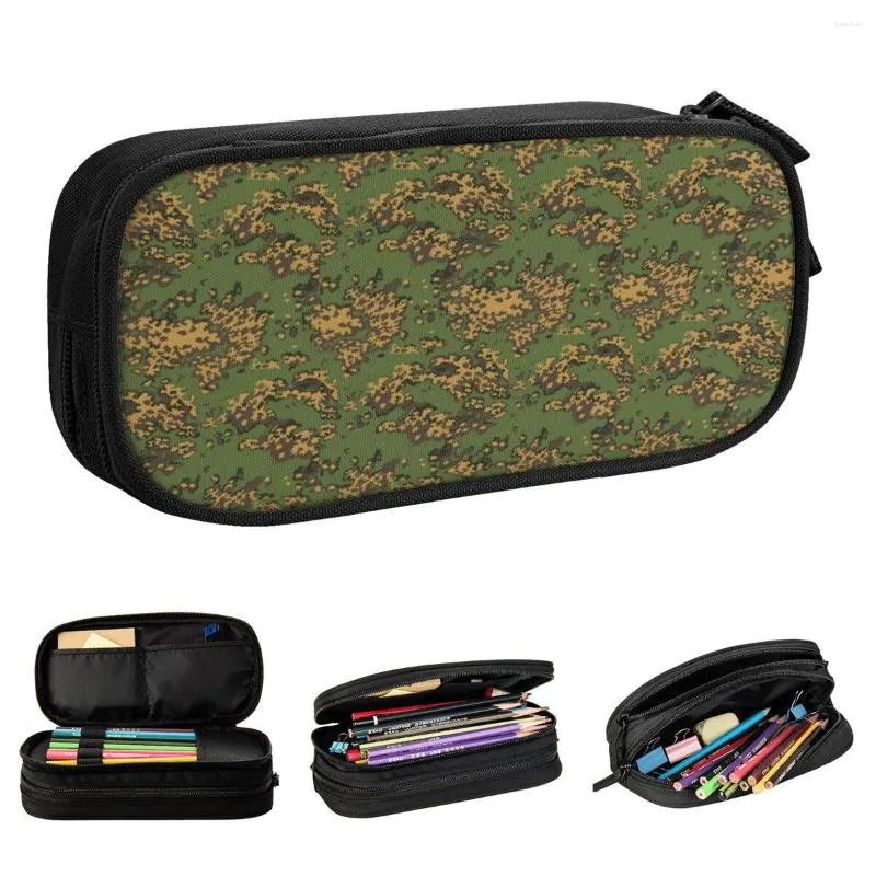 Estojos para lápis com camuflagem da floresta russa bolsa porta-caneta para estudante grande bolsa de armazenamento artigos de papelaria escolar