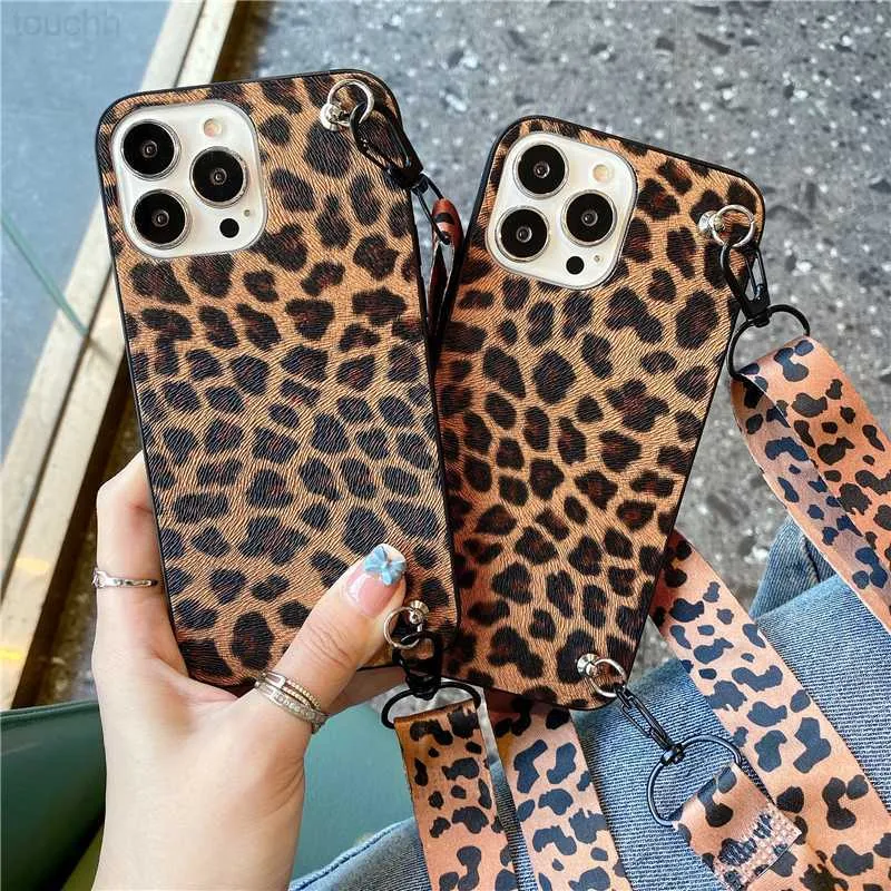 Корпуса сотового телефона роскошное леопардовое печать + ремешок для шеи кросс куча.