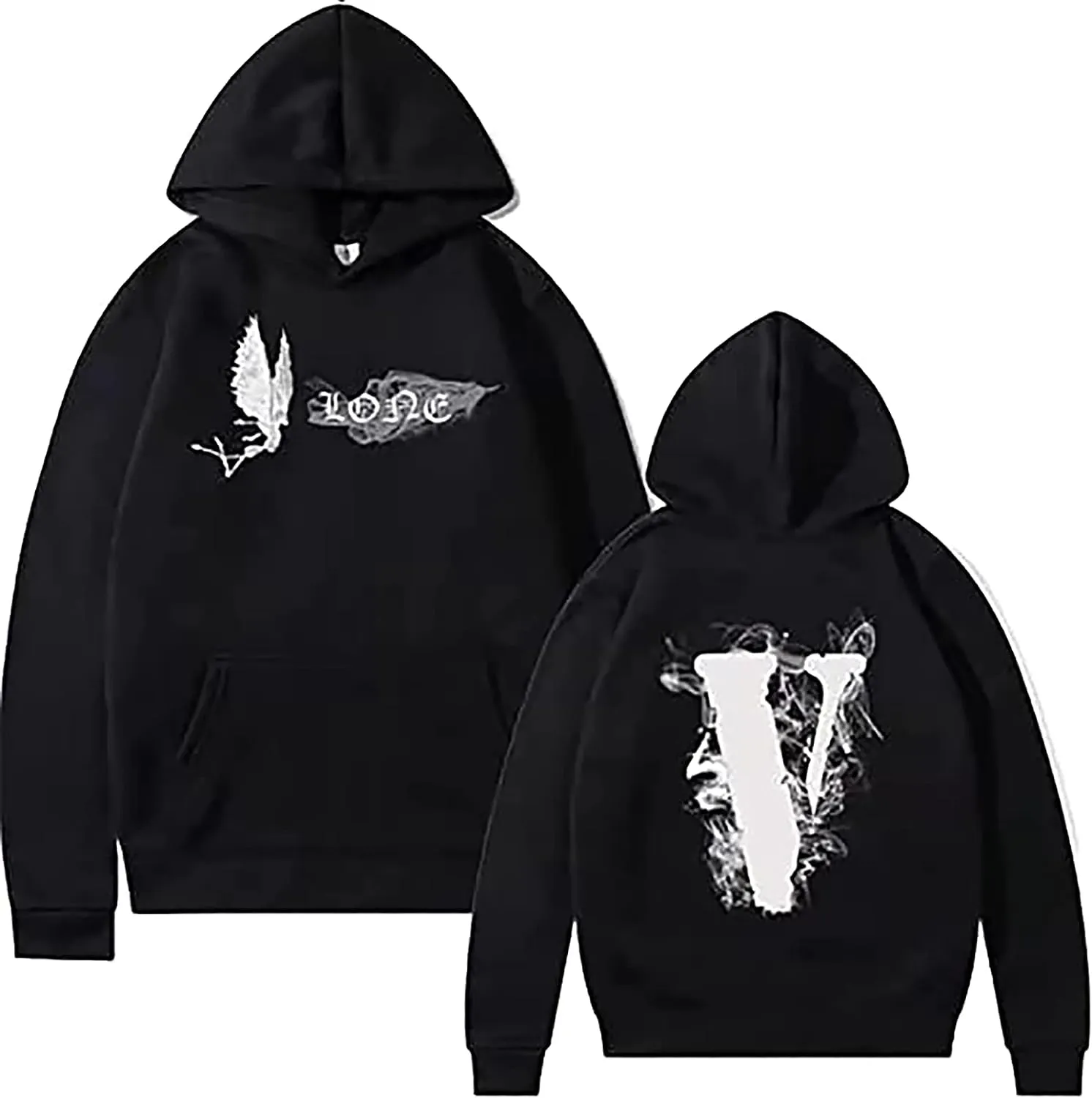 Vlone list duże z kapturem z kapturem na rękawie mężczyźni kobiety para para luźna ulica hip hop unisex v list z kapturem moda moda casual v bluza pullover hip hop z kapturem mężczyzn kobiety kobiety