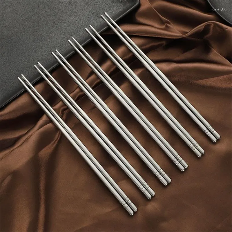 Chopsticks Sushi Non-Slip Steel återanvändbara par 5 Sticks Metal rostfri kinesisk säker diskmaskin