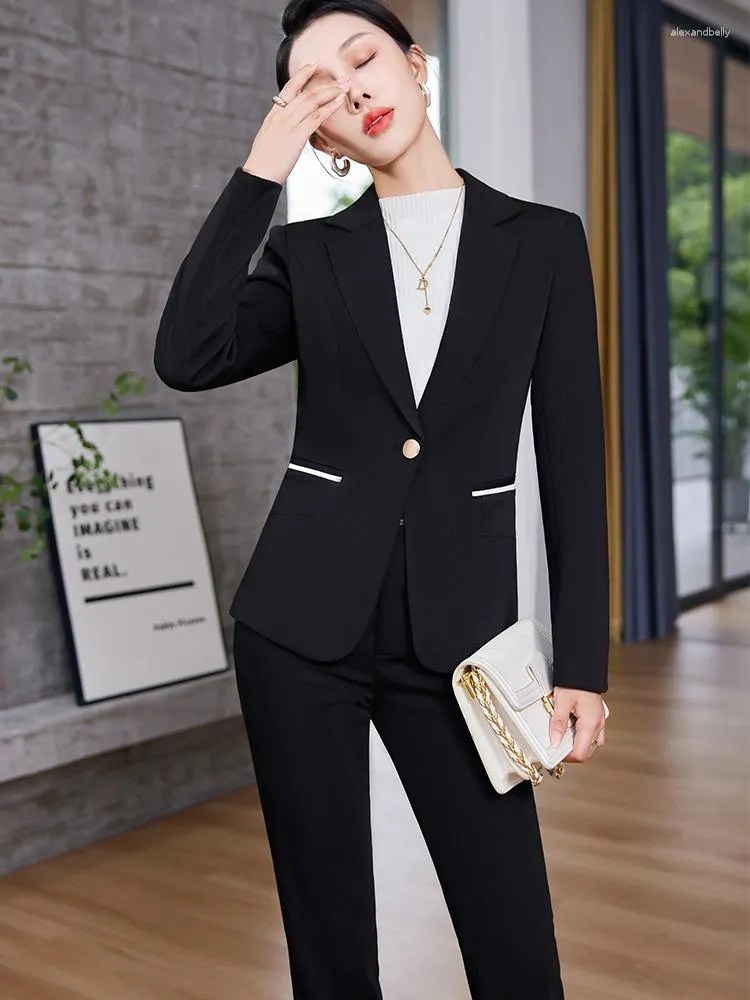 Womens Two Piece Pants Beige Pink Green Black Women Formal Pant Suit Ladies  Female Business Jacket Blazer And Trouser Work Wear From 48,33 €
