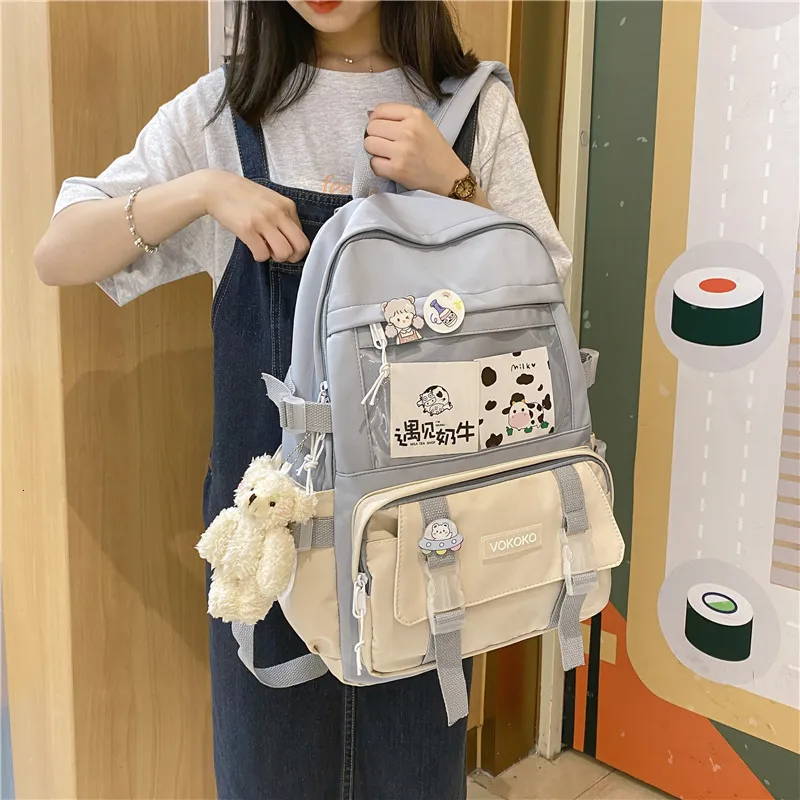 School Bags EnoPella Fashion Waterproof Women Backpack Teenager Girl Kawaii BookBag Laptop Rucksack Cute Student Bag Mochila Female 230801