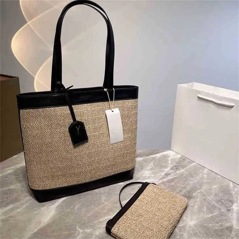 Bayan alışveriş çantaları kadınlar büyük kapasiteli dokuma çanta tasarımcı çanta vintage tatil plaj çantası çapraz cüzdan 220721