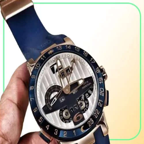 自動巻き時計 GMT カレンダー機能付 UN El Toro 高級メンズ機械式時計 自動永久カレンダー GMT ブルー