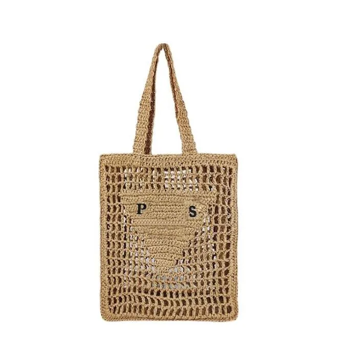 Designer-Tasche, Umhängetasche, Strandtasche, modische Netz-Hohlgewebe-Einkaufstaschen für den Sommer, Stroh-Einkaufstasche, A4