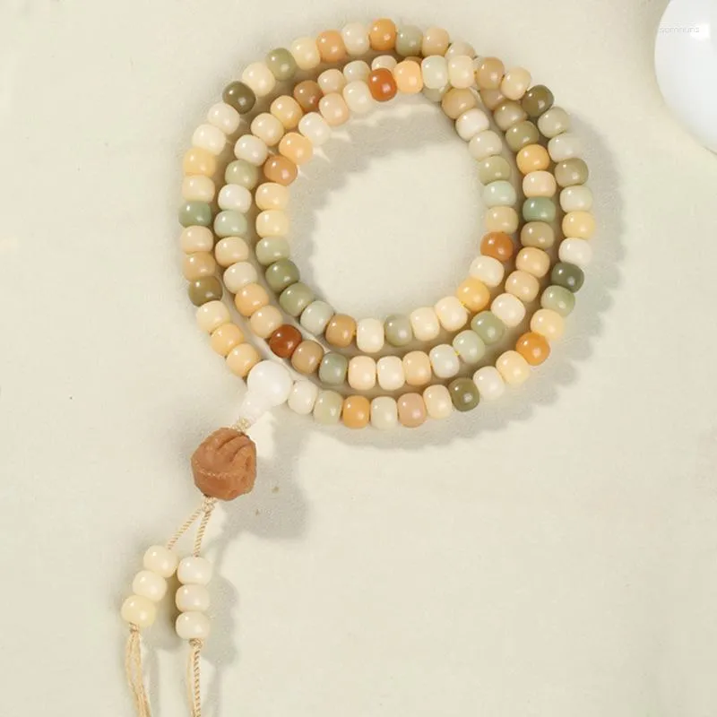 Strand Collection Level Bracelet en racine de Bodhi naturelle multicolore avec 108 perles pour une culture raffinée Création de richesse Cadeau personnalisé