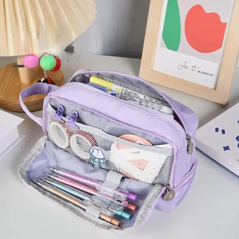 Bolsas para lápis Bolsa de grande capacidade Estojos escolares estéticos Menina Kawaii Suporte para papelaria Crianças Estojo para canetas Suprimentos para estudantes 230802