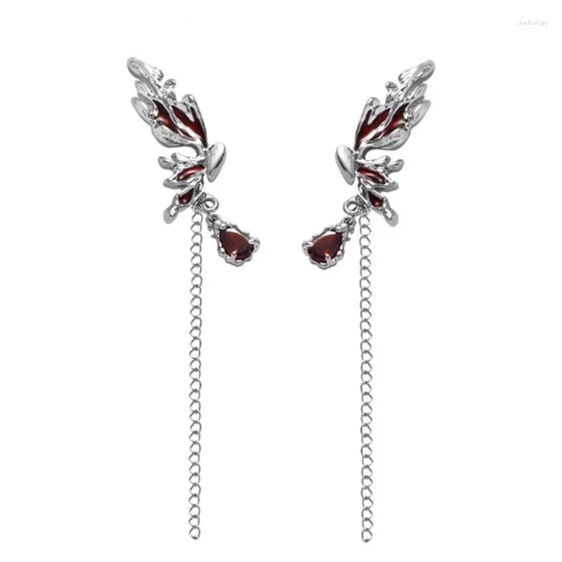 Orecchini a cerchio Dainty Wing Stud Orecchino per donne Ragazze Nappa Catena goccia ciondola