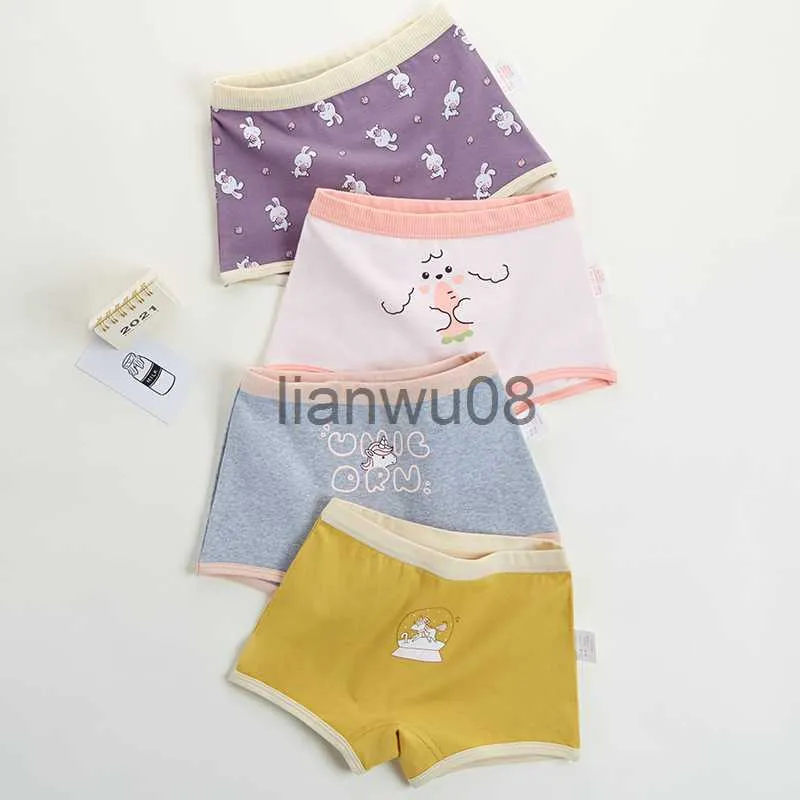 Panties 2pcs Summer New Girls' Boxer Briefs Panties Cotton Underwear Breathable Soft Cartoon Animals for Young Girls Aged 38 Underpant x0802