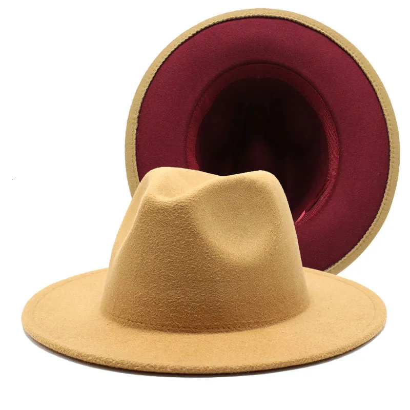 قبعات واسعة الحافة دلو 5661 سم الأزياء المرقور شعرت قبعة النساء الرجال تقليد صوف موسيقى الجاز فيدورا بنما تريليبي كاب تريند.