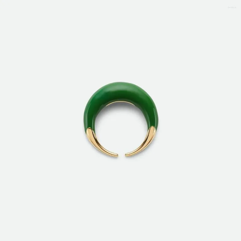 Cluster Rings Trend Famous Designer Brand Green Enamel Charm Ring Woman Luxury Jewelry Party Gifts Europe America 2023