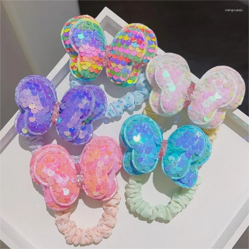 Hair Accessories Y2K Fasionable Cute Sequin Butterfly Rope Colorful High Elastic Versatile Korean Stereoscopic Rings Exquisite Children