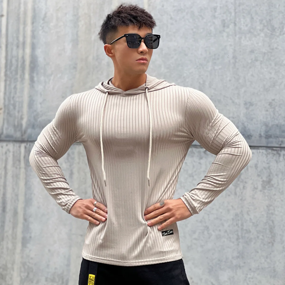 Mens Hoodies Sweatshirts İlkbahar ve Sonbahar Tarzı Fitness Spor Giyim Açık Dışarıda Eğitim Örgü Uzun Kollu Kapşonlu Kapüşonlu Külkü M3 XL 230802