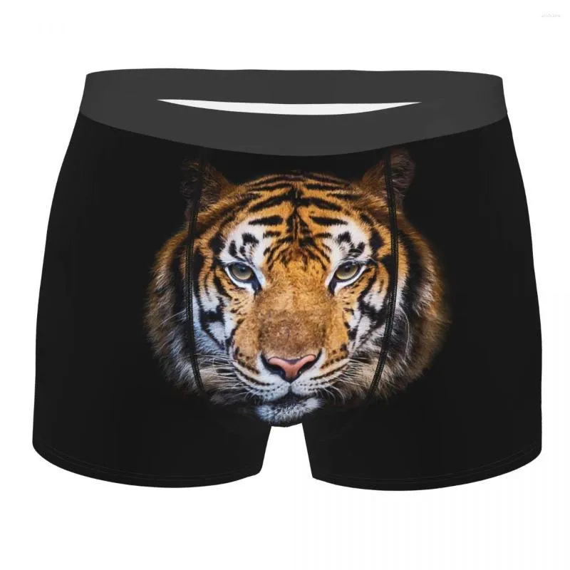 Cueca boxer masculina tigre de bengala animal shorts cueca respirável moda masculina plus size