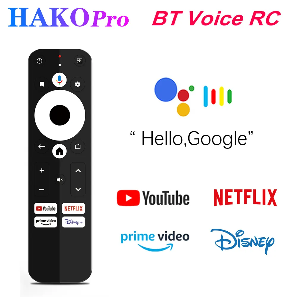 BT Voice Remote Control Replacement för Hako Pro Android TV Box Google och Netflix Certified Smart TV Box