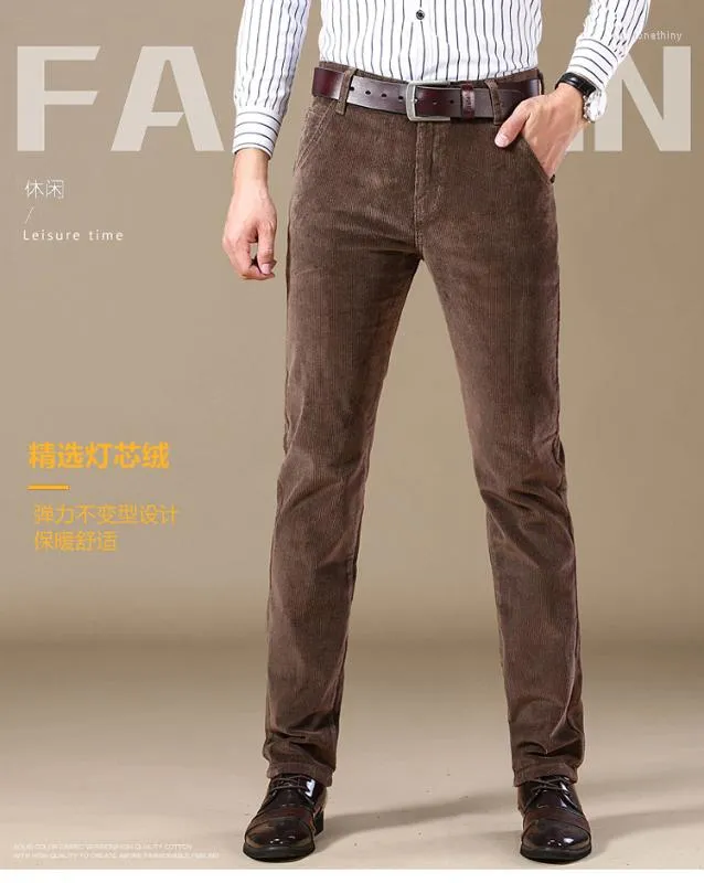 Pantaloni da uomo in velluto a coste autunno e inverno per uomo pantaloni elasticizzati slim dritti business casual uomo marrone kaki nero blu