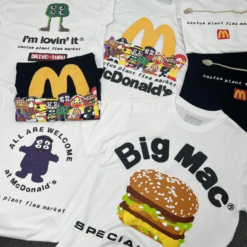 Męskie koszule CPFM Summer Men Men Kobiet T-shirt Hamburger 3D Piana drukowana High Street Tide Pure Cotton Oversize Tees 1: 1 Jakość