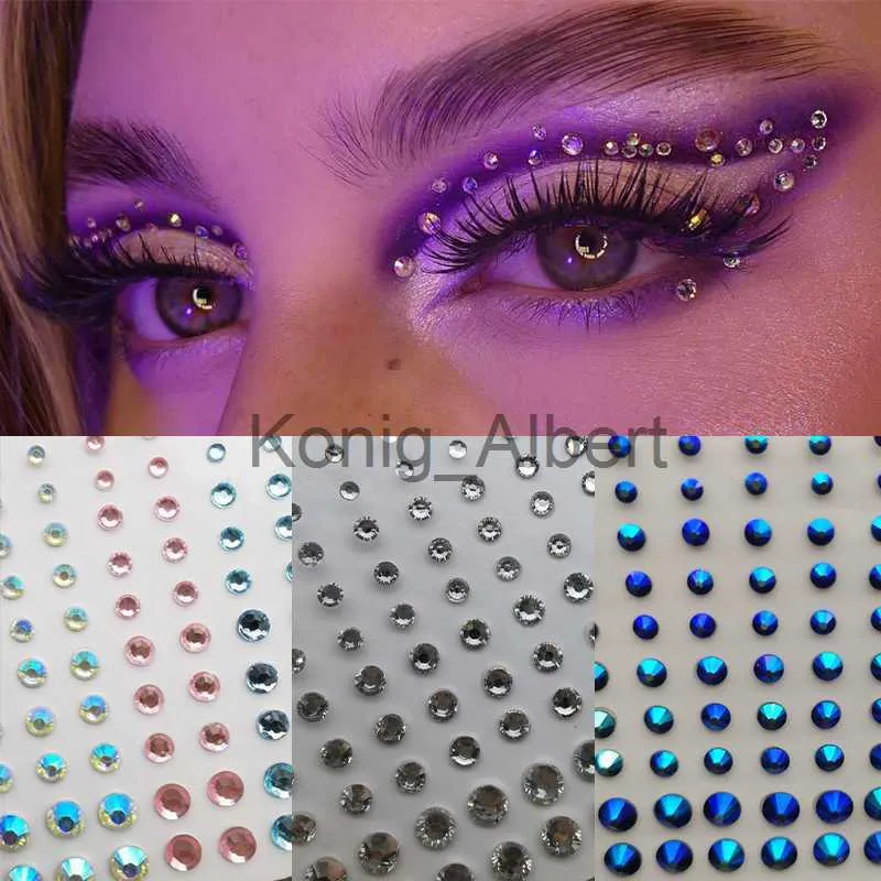3D Perlen Gesicht Augen Sticker Selbstklebend Körper Diamant Nagel