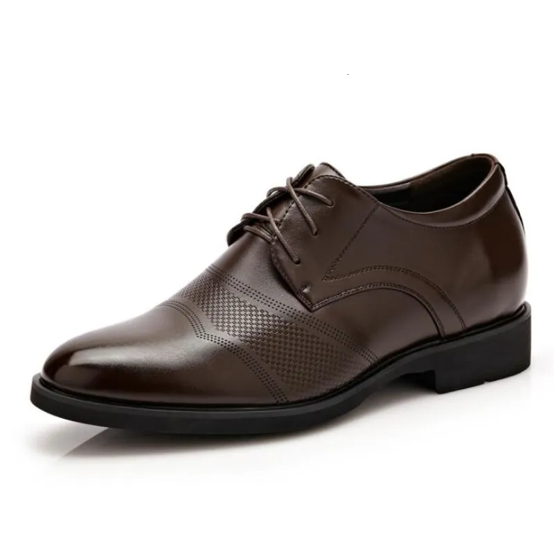 Dress Shoes Height Increasing Heeled Leather Casual Men Invisible Heel Man Wedding Fashion Formal Oxfords 230801