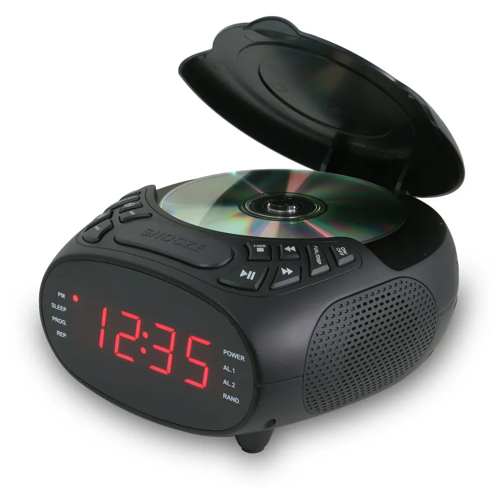 GPX CD AM FM Clock Radio with 1 2 Display and Dual Alarm, CC318B