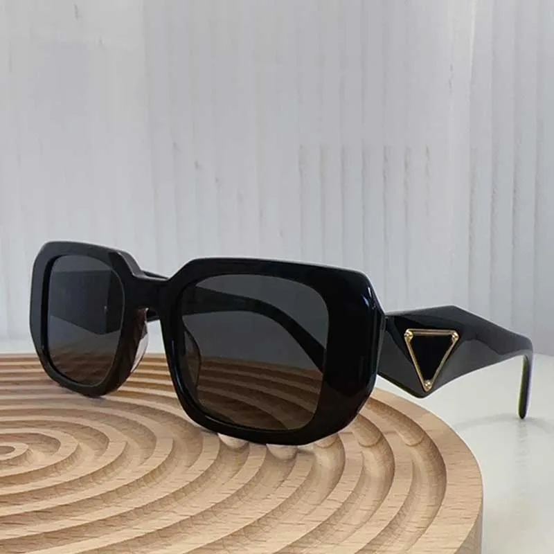 Solglasögon damer designers pr17w triangel guld metall logo fyrkantig acetat fiber ram män solglasögon kvinnor sommar strand resort glasögon