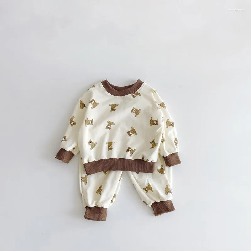 Ensembles de vêtements printemps automne bébé ours à manches longues haut pantalon 2 pièces tenue bébé garçons filles coton Sweatershirt Leggings enfant survêtement