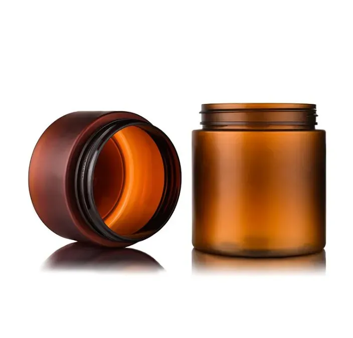 Body Butter Cream Container Packaging Bottles 150ml 250ml Amber PET Cosmetic 8Oz Plastic Jar With Screw Cap Bamboo Wooden Lid