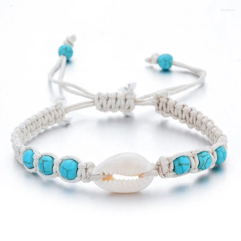 Charm Bracelets Simple Natural Stone Hand-woven Shell Bracelet Adjustable Ocean Beach Summer Vacation Gift For Men Women