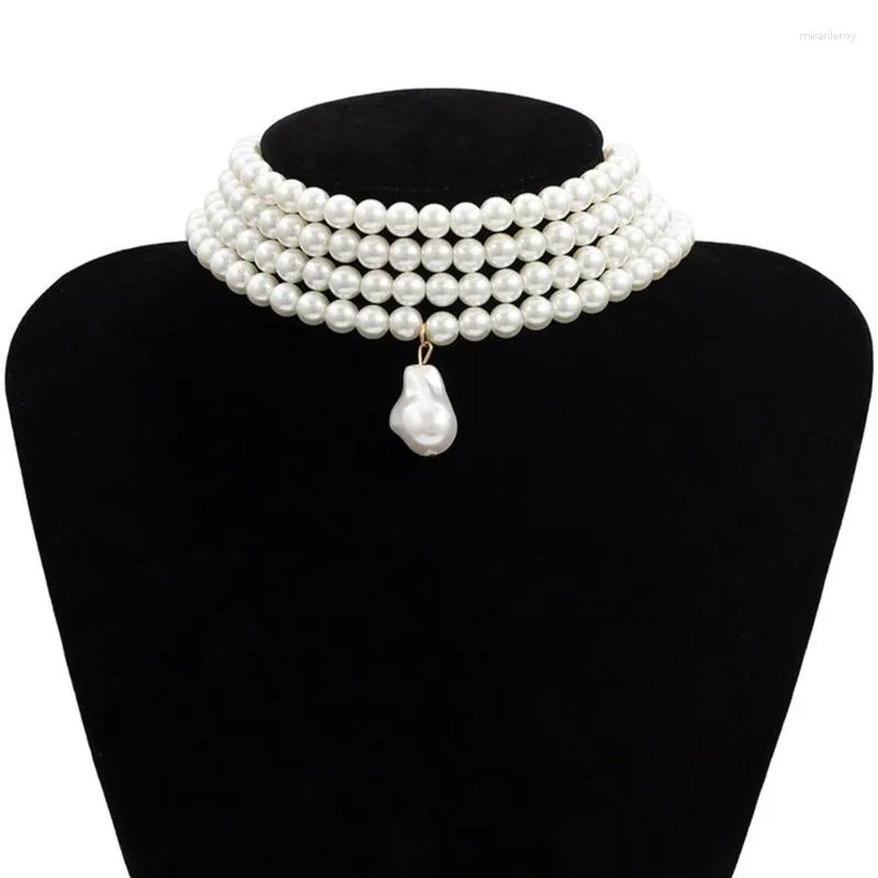 Chaînes Collier de perles simulées multi-brins Collier de mariée Accessoires de mode