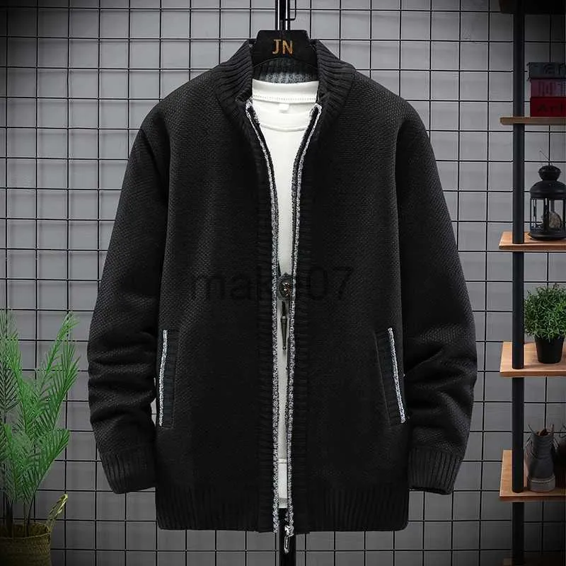 Herrtröjor Autumn Winter Men's Sweater Coat Faux Fur Wool Sweater Jackets Män blixtnedslagare Stickat tjockt kappa Varm casual Knitwear Cardigan J230802